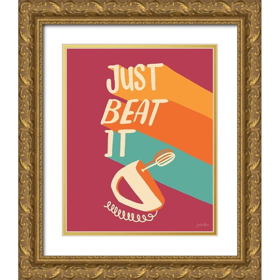 Penner, Janelle 15x18 Gold Ornate Wood Framed with Double Matting Museum Art Print Titled - Just Beat It I