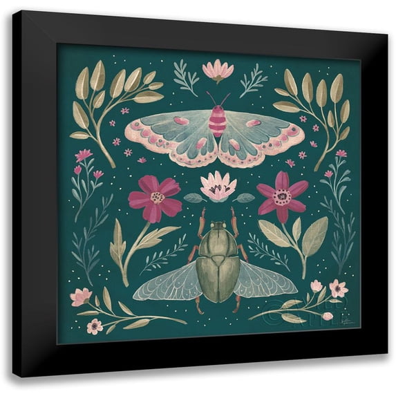 Penner, Janelle 20x20 Black Modern Framed Museum Art Print Titled - Winged Study III Plum