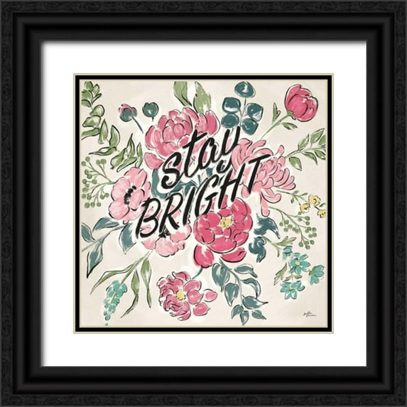 Penner, Janelle 20x20 Black Ornate Wood Framed with Double Matting Museum Art Print Titled - Live in Bloom III