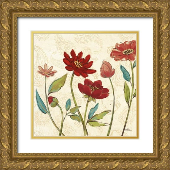 Penner, Janelle 20x20 Gold Ornate Wood Framed with Double Matting Museum Art Print Titled - Red Gold Beauties I Crop