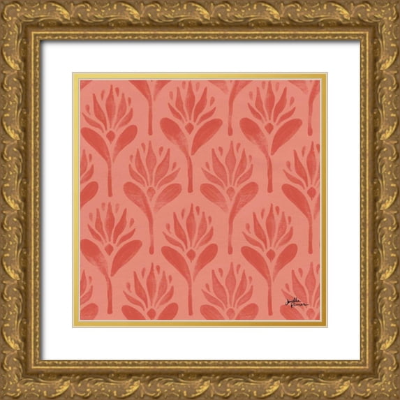 Penner, Janelle 20x20 Gold Ornate Wood Framed with Double Matting Museum Art Print Titled - Spring Botanical Pattern VB
