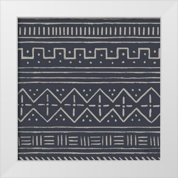 Penner, Janelle 20x20 White Modern Wood Framed Museum Art Print Titled - Jungle Love Pattern V Blue Sq II