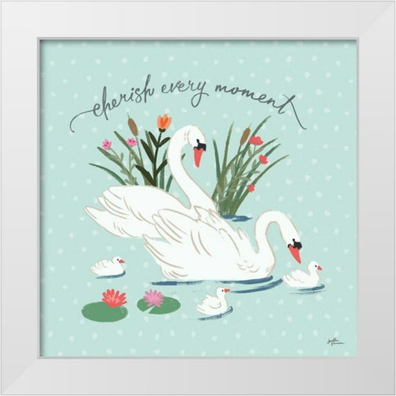 Penner, Janelle 20x20 White Modern Wood Framed Museum Art Print Titled - Swan Lake IV Mint