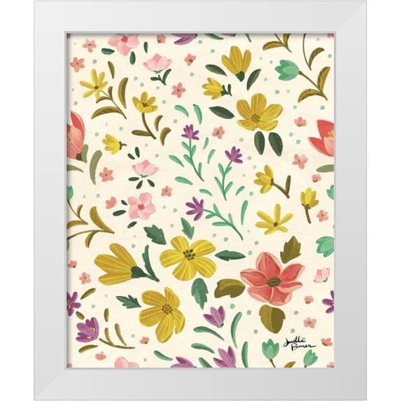 Penner, Janelle 20x24 White Modern Wood Framed Museum Art Print Titled - Spring Botanical Pattern IIB