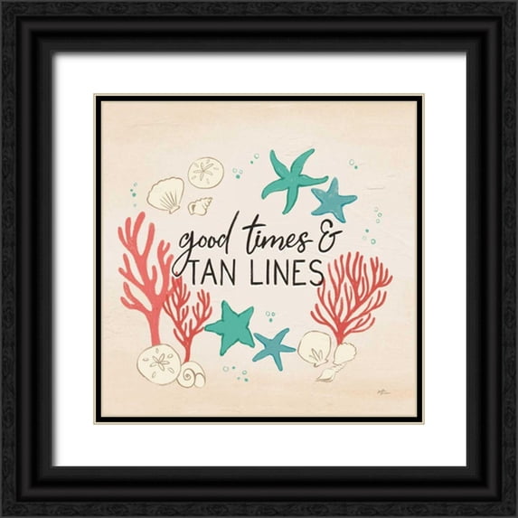 Penner, Janelle 26x26 Black Ornate Wood Framed with Double Matting Museum Art Print Titled - Beach Time IV