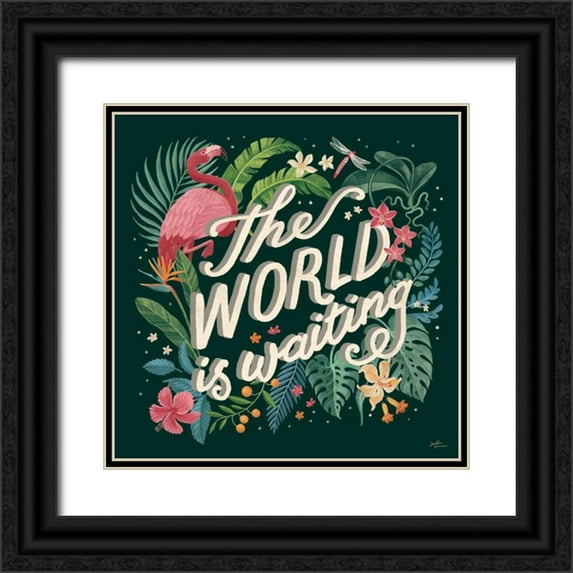 Penner, Janelle 26x26 Black Ornate Wood Framed with Double Matting Museum Art Print Titled - Jungle Love VIII