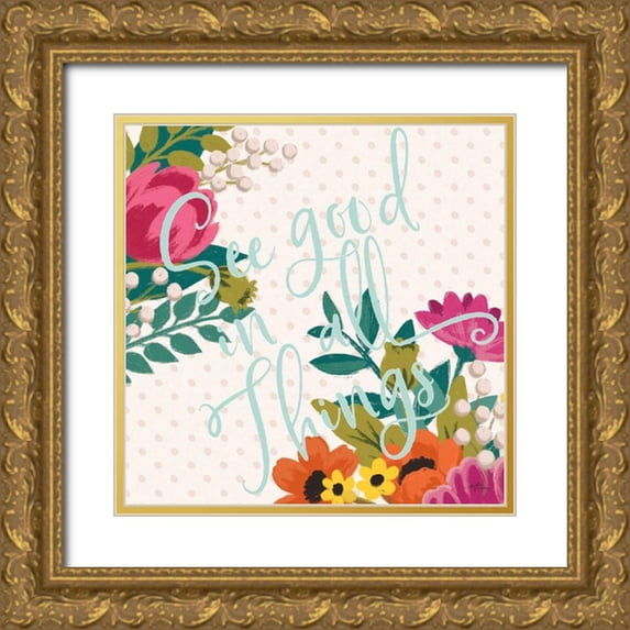 Penner, Janelle 26x26 Gold Ornate Wood Framed with Double Matting Museum Art Print Titled - Romantic Luxe XI Light