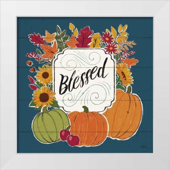 Penner, Janelle 26x26 White Modern Wood Framed Museum Art Print Titled - Thankful III Blue