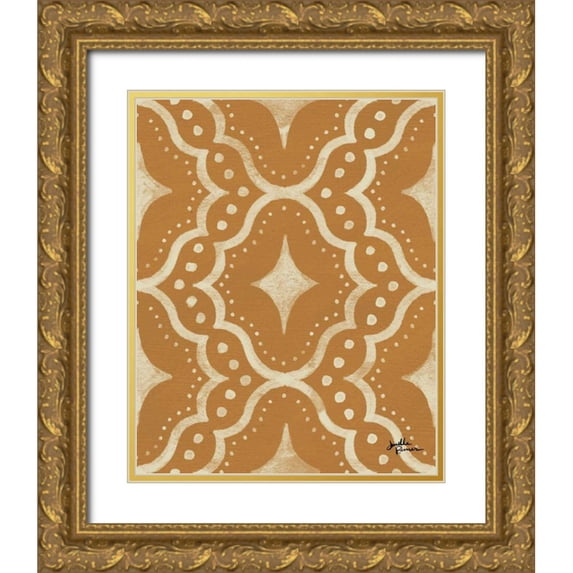Penner, Janelle 26x32 Gold Ornate Wood Framed with Double Matting Museum Art Print Titled - Blue Botanical Pattern IVC