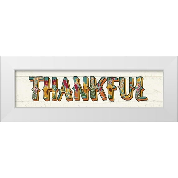 Penner, Janelle 32x11 White Modern Wood Framed Museum Art Print Titled - Thankful I White Panel