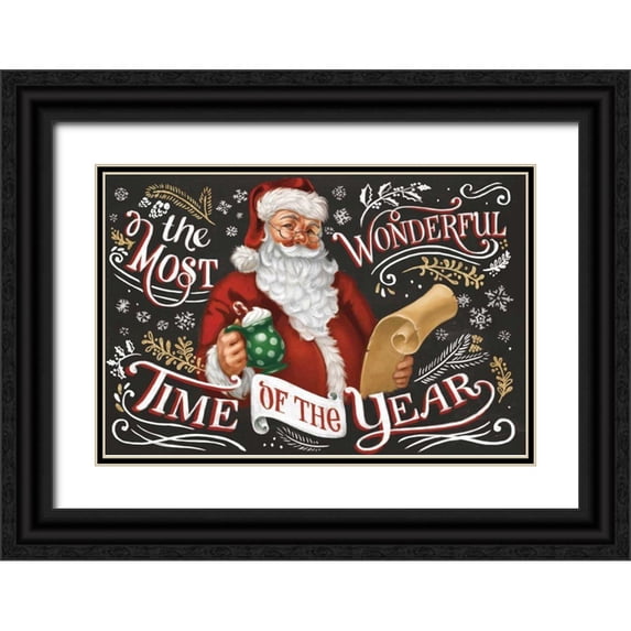 Penner, Janelle 32x23 Black Ornate Wood Framed with Double Matting Museum Art Print Titled - Santas List II Black