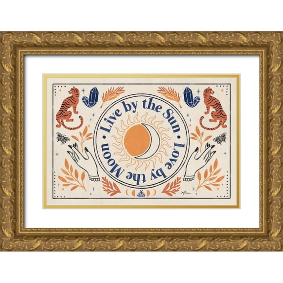 Penner, Janelle 32x23 Gold Ornate Wood Framed with Double Matting Museum Art Print Titled - Spooky Symbols VI Light