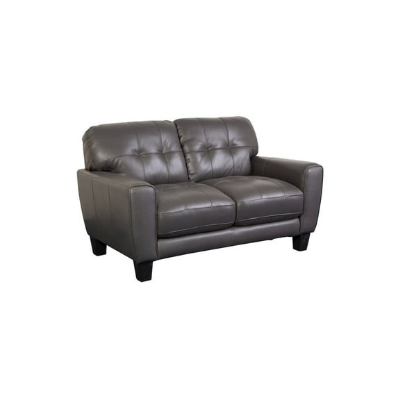 Penner Top Grain Leather Loveseat - Gray