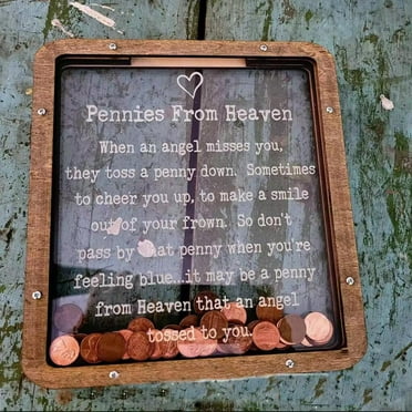 Pennies from Heaven Bank Wood Piggy Bank, Personalized Wooden Piggy Bank, Paradise Bank Shadow Coin Bank Piggy Bank Memorial Gift for Men a Women Home Decor Coin Box