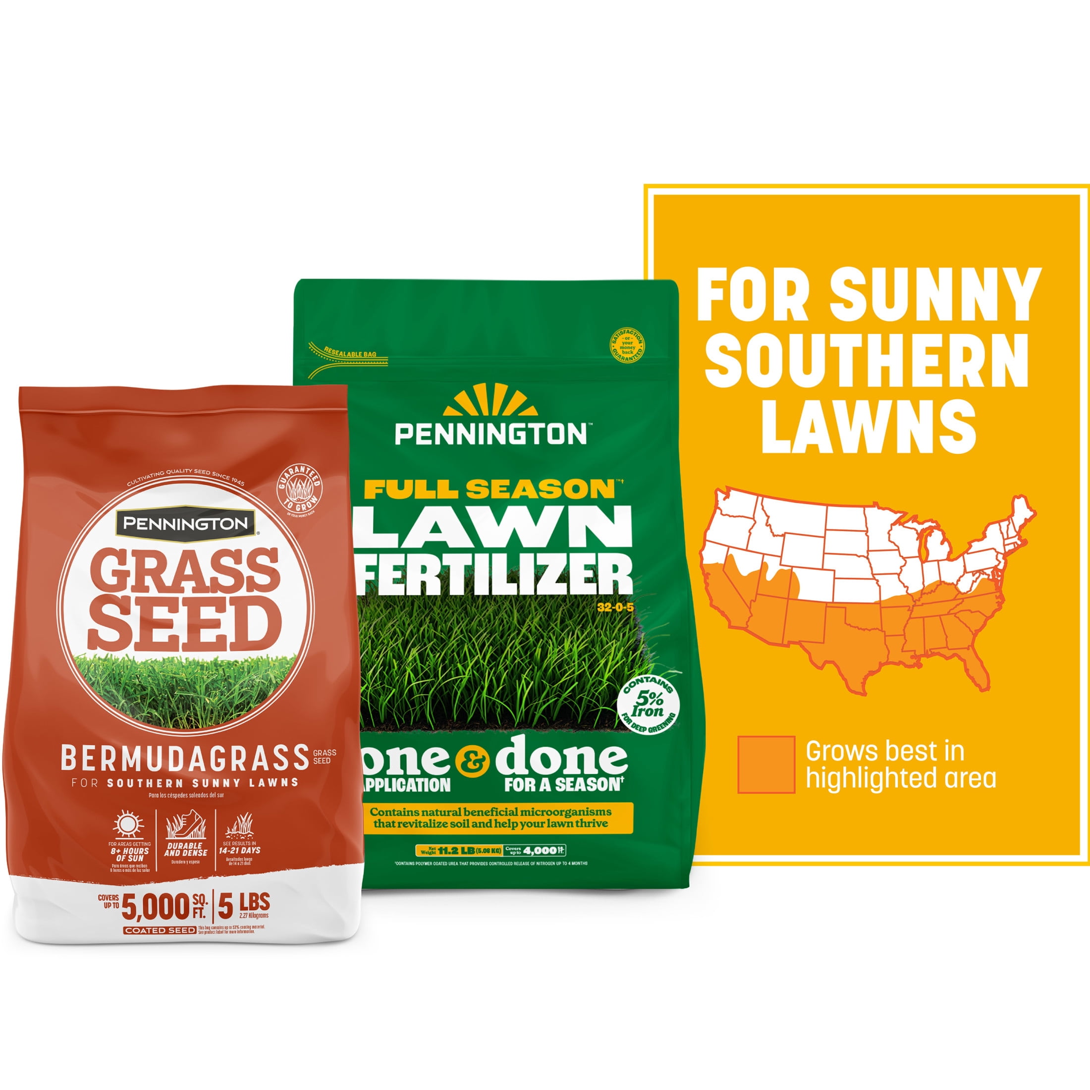 Pennington 5lb Bermudagrass & 11.2lb Full Season Lawn Fertilizer Bundle 5 Pounds