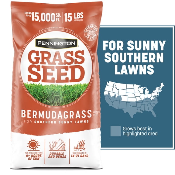Pennington Bermudagrass Grass Seeds for Full Sun Lawn, Grass Seed, 15 lb