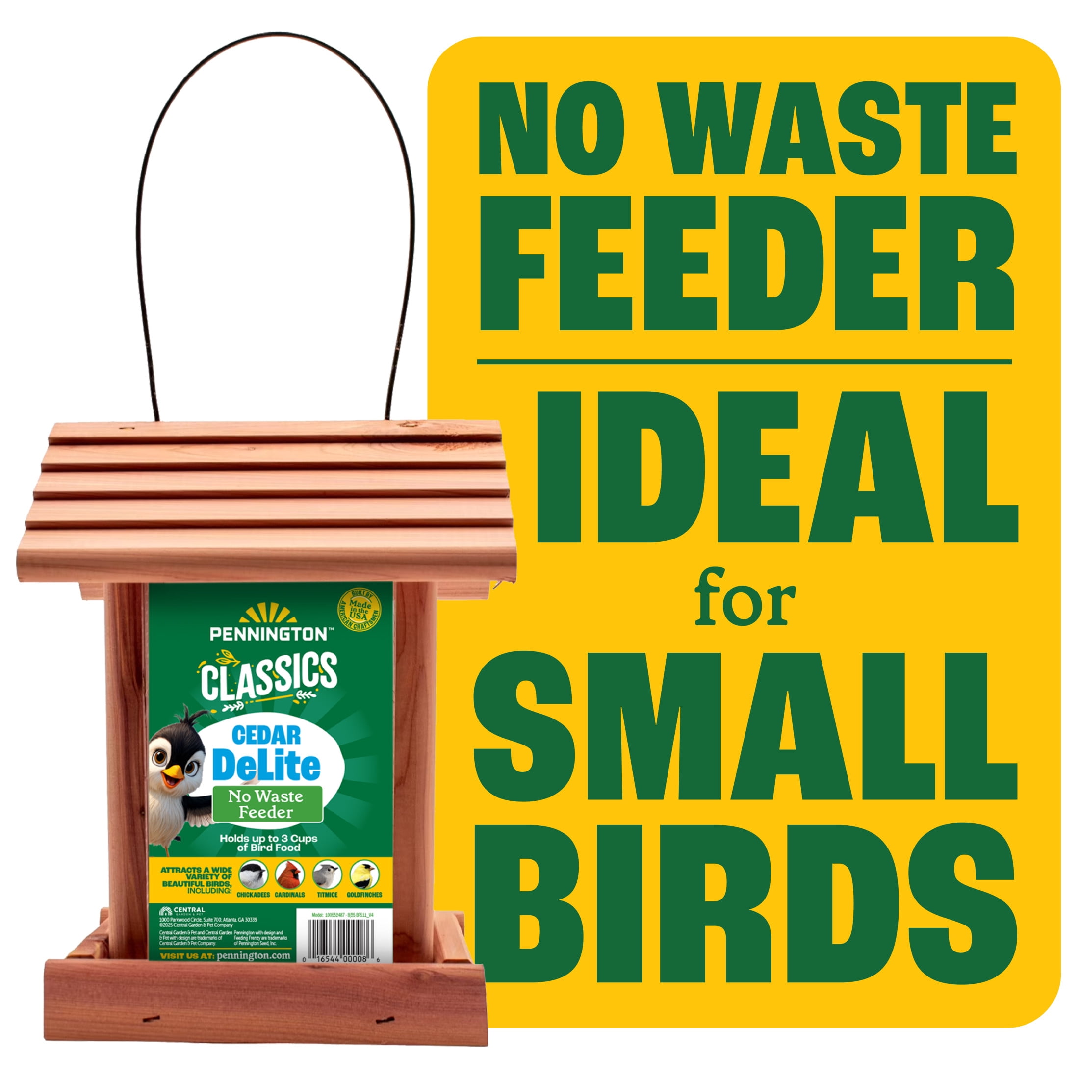 Pennington Cedar Delite Classic Wild Bird Feeder, 1.5 lbs Capacity