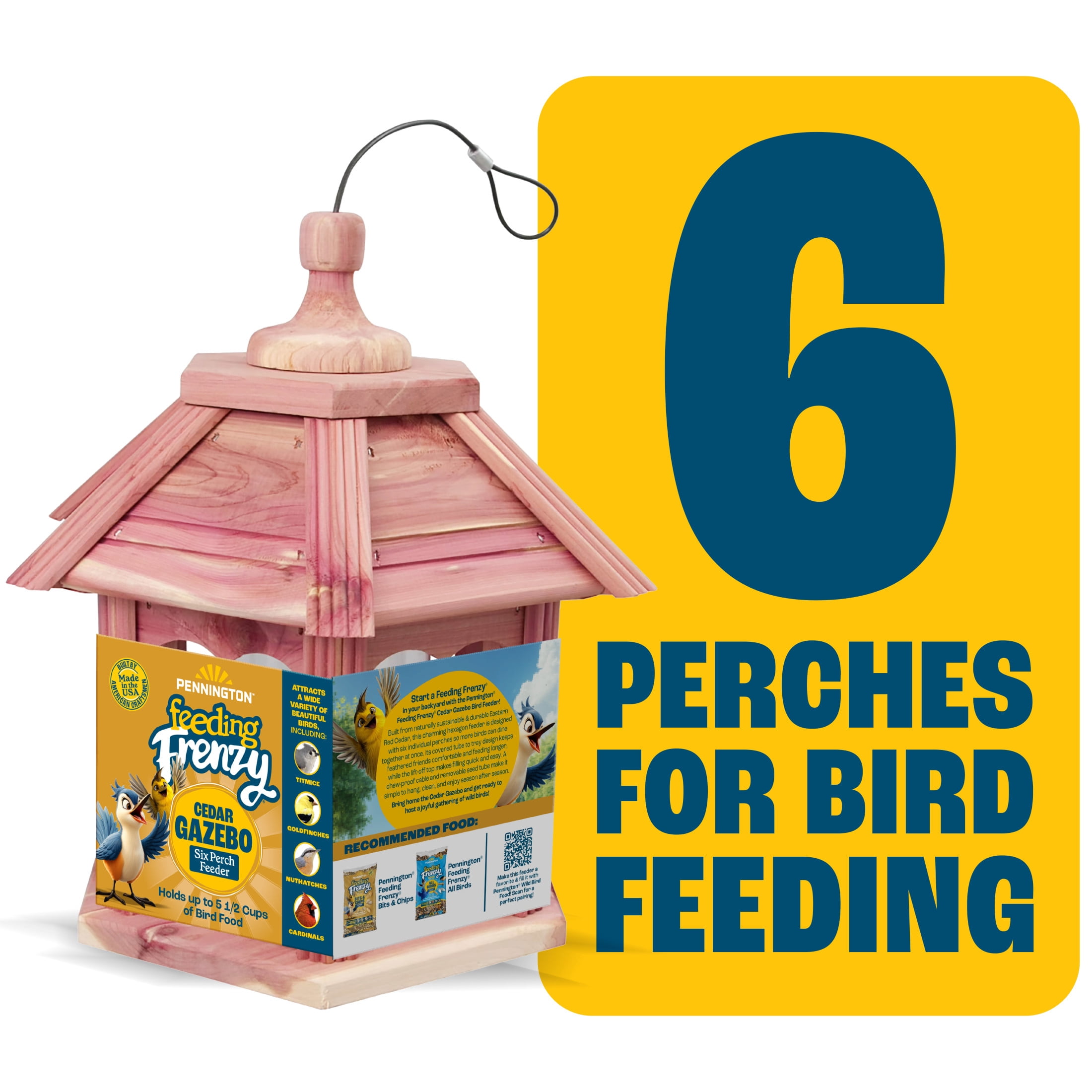 Pennington Cedar Gazebo Wild Bird Feeder, 3 lbs Capacity