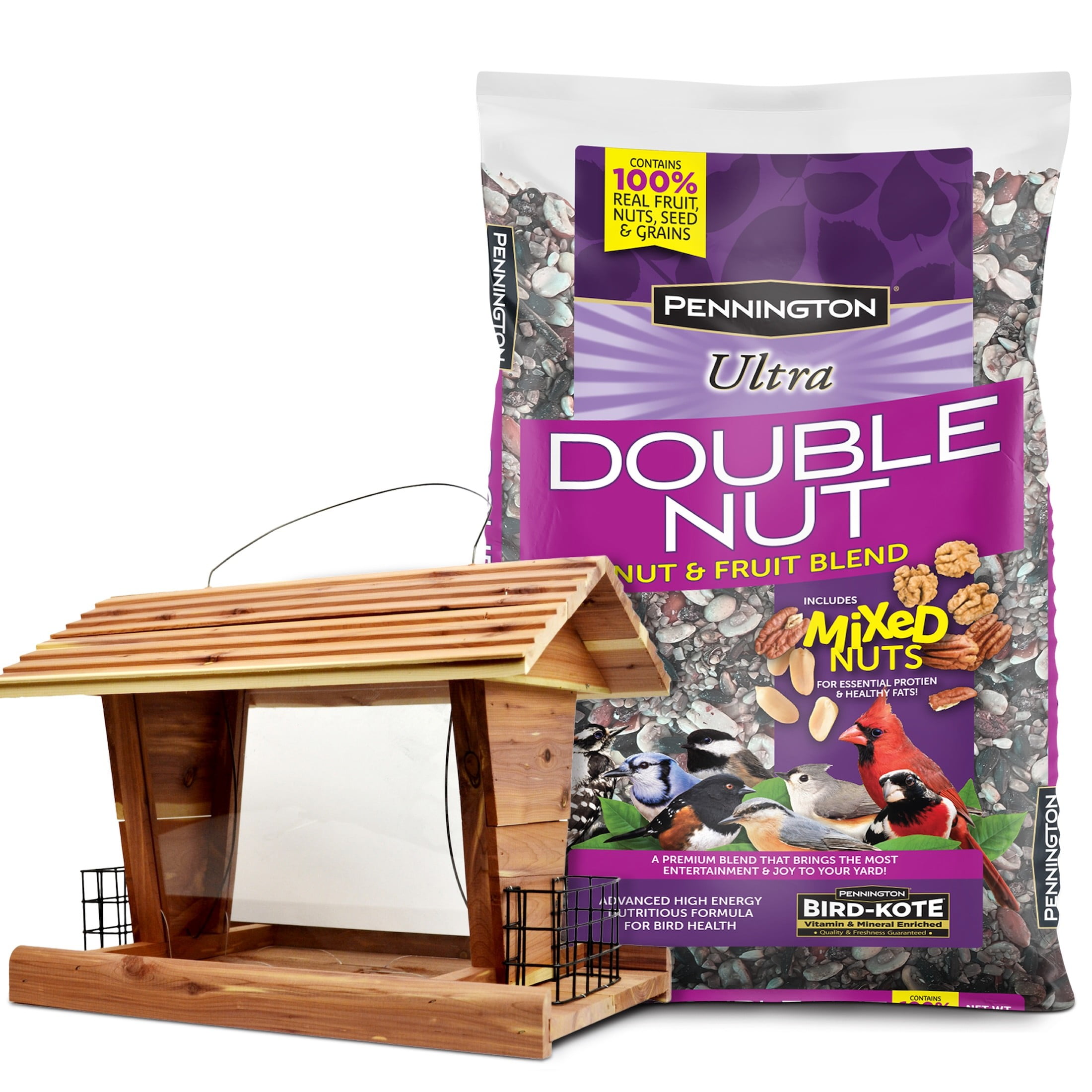 Pennington Cedar Grand Chalet 14 lb Capacity Bird Feeder / 2.5lb Bird Seed All In One Kit 1 Each
