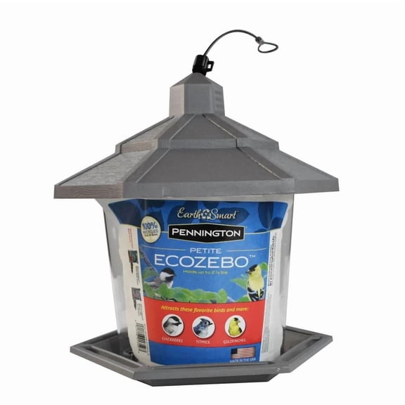 Pennington Earth Smart, Gray Plastic, Hopper Wild Bird Feeder, 2.5 lb. Capacity