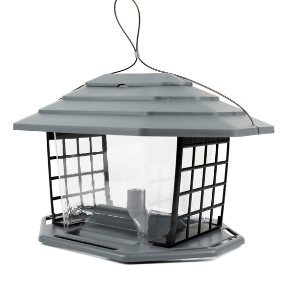 Pennington Earth Smart, Gray Recycled Resin EcoBistro Wild Bird Hopper Feeder 5 lb. Capacity, 2 Pack