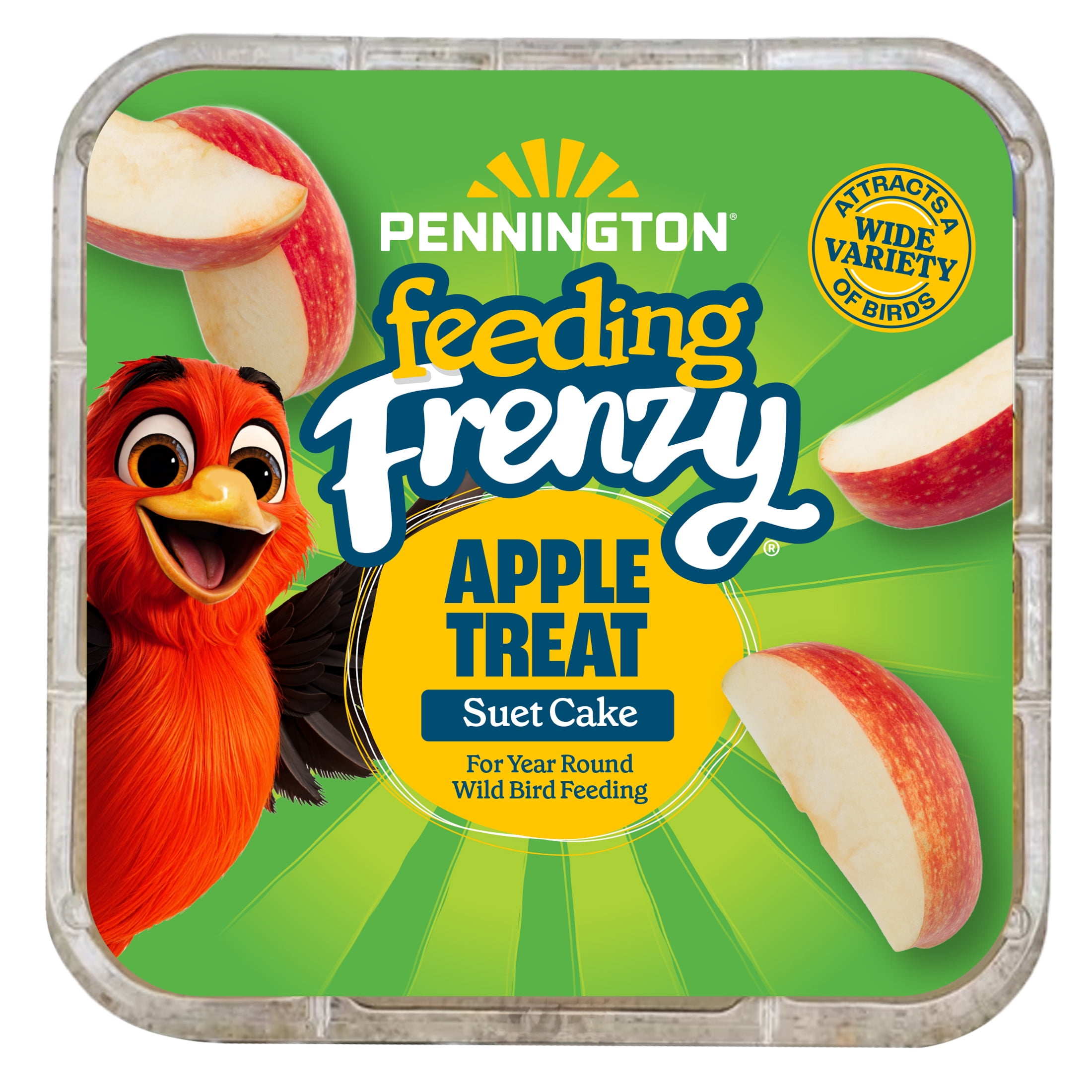 Pennington Feeding Frenzy Apple Treat Suet, 11.75 oz. Cake, Wild Bird Food, 1 Pack, Fresh