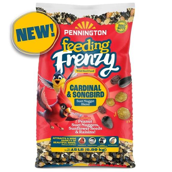 Pennington Feeding Frenzy Cardinal and Songbird, Wild Bird Food Blend, 15 lb