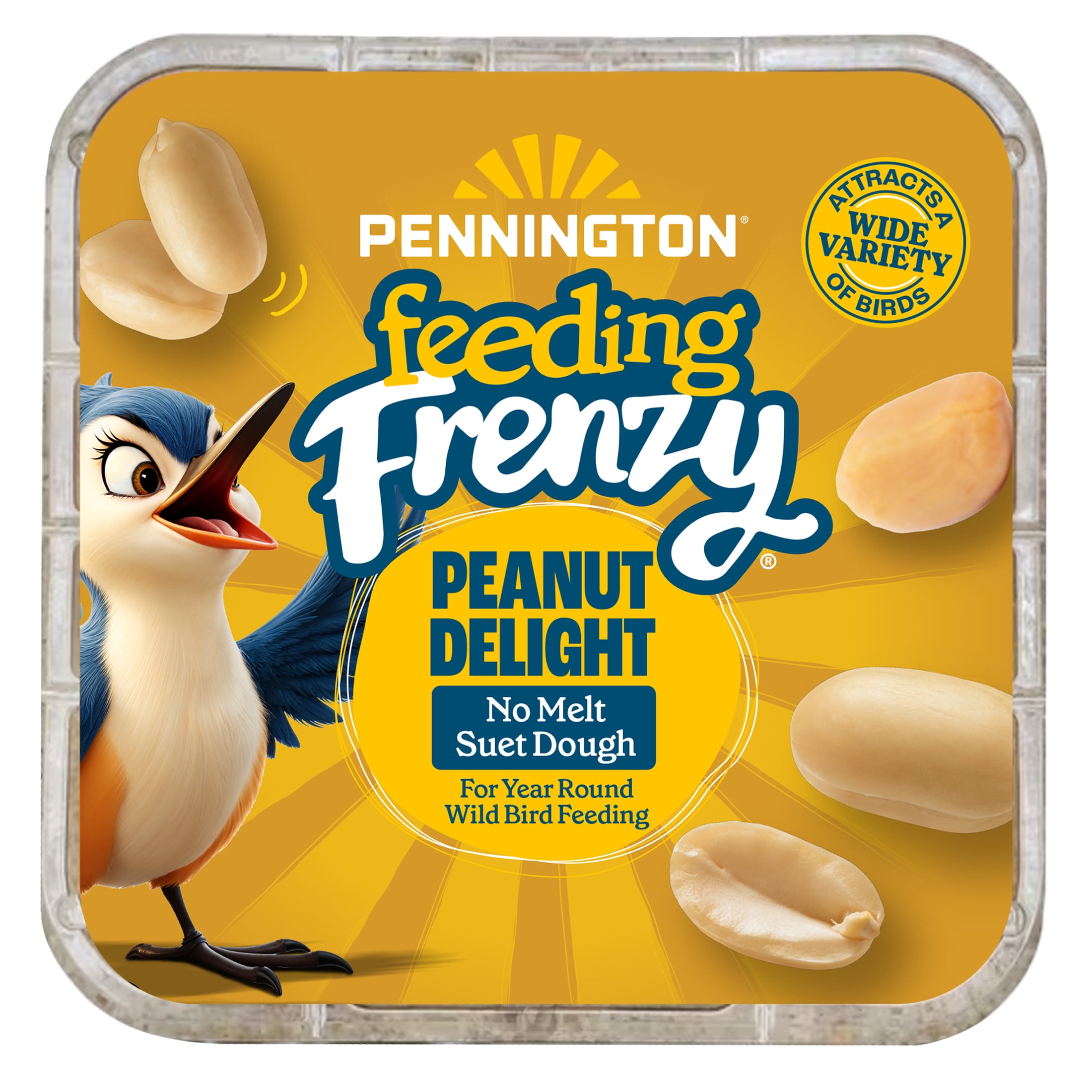 Pennington Feeding Frenzy Peanut Delight No-Melt Suet Dough, 11.75 oz Bird Suet Cake, Wild Bird Food, Fresh