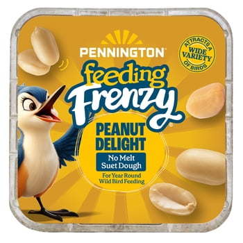 Pennington Feeding Frenzy Peanut Delight No-melt Suet Dough, 11.75 oz Cake, Wild Bird Food, Fresh