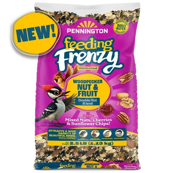 Pennington Feeding Frenzy Woodpecker Nut & Fruit Double Nut Blend Wild Bird Food, 2.5 Pounds
