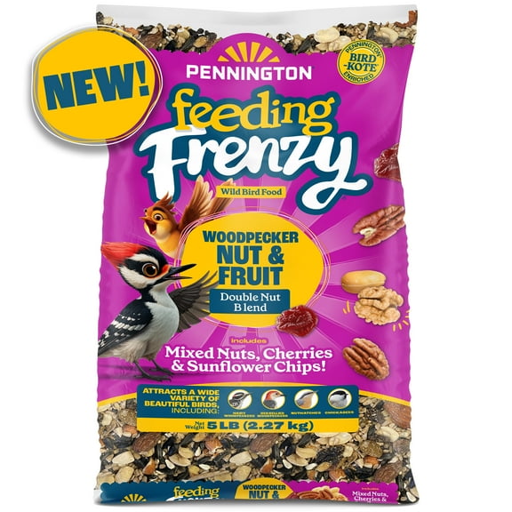 Pennington Feeding Frenzy Woodpecker Nut & Fruit Double Nut Blend Wild Bird Food, 5 Pounds