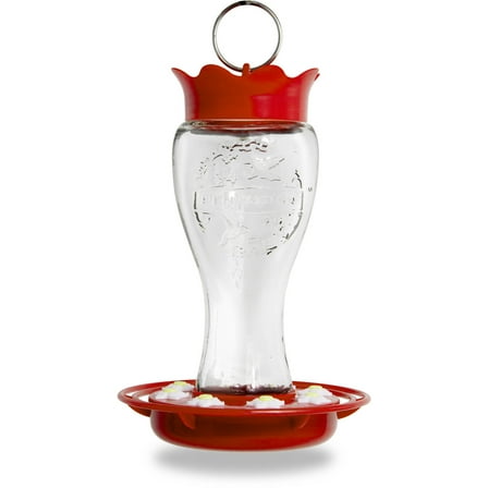 Pennington Glass Red Hummingbird Feeder, 16 oz Nectar Capacity