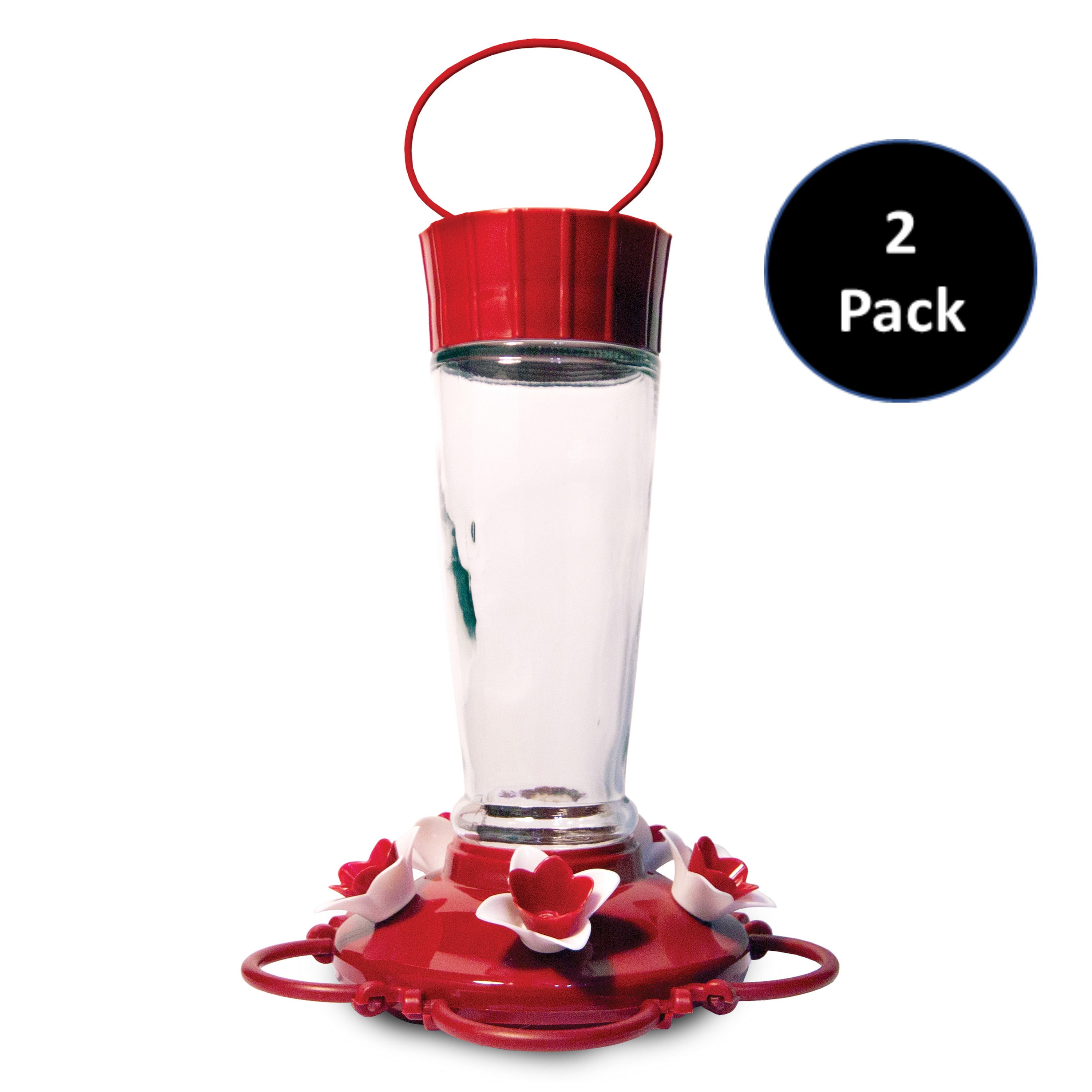 Pennington Glass Red Hummingbird Wild Bird Feeder, 10 oz. Capacity, 2