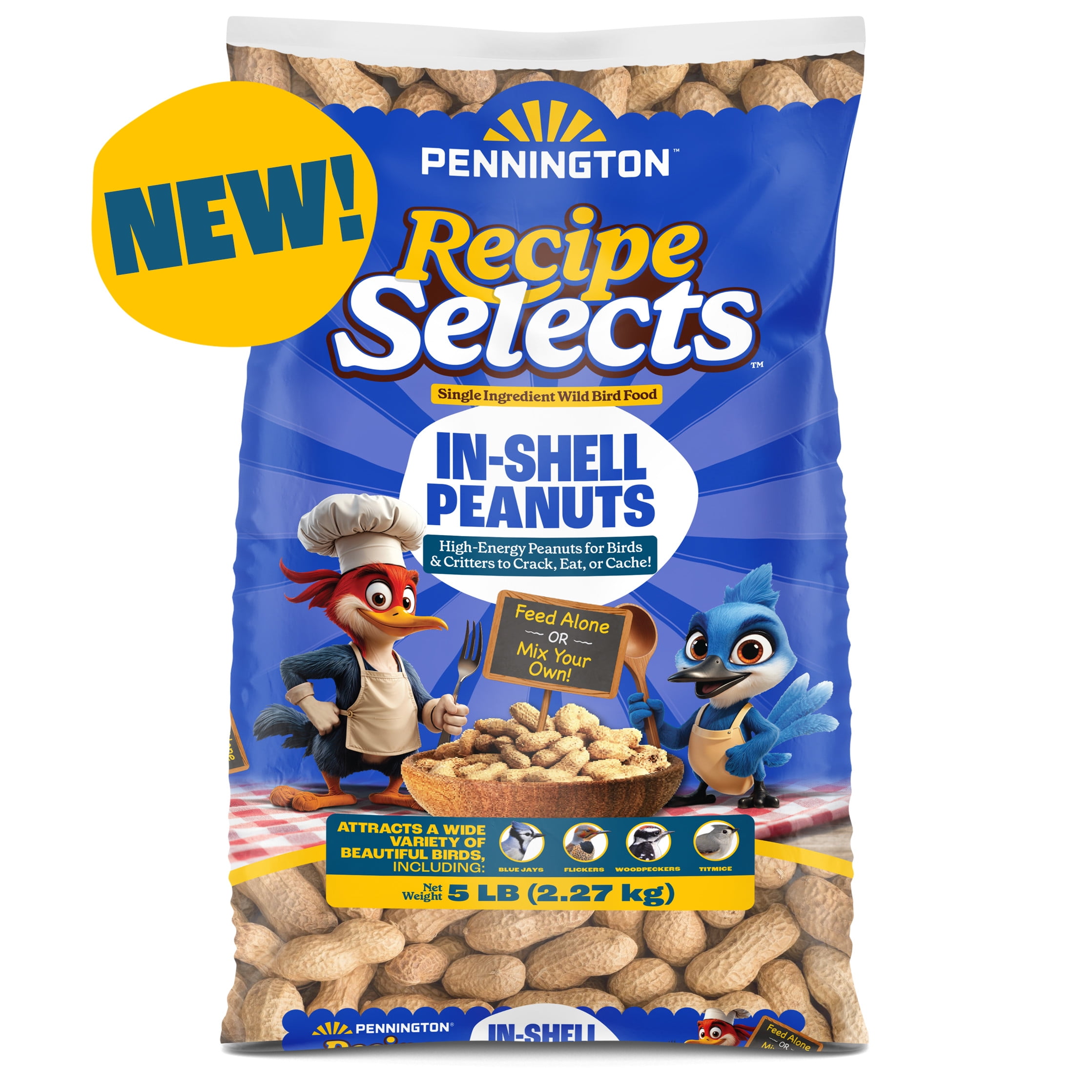 Pennington Recipe Selects Peanuts in Shell for Birds, Wildlife and Wild Bird Food, 5 lb. Bag, Dry, 1 Pack