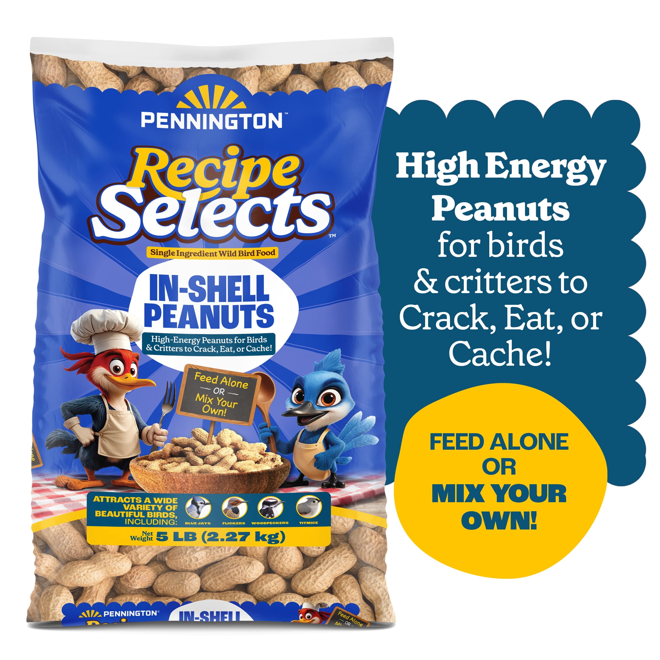 Pennington Recipe Selects Peanuts in Shell for Birds, Wildlife and Wild Bird Food, 5 lb. Bag, Dry, 1 Pack