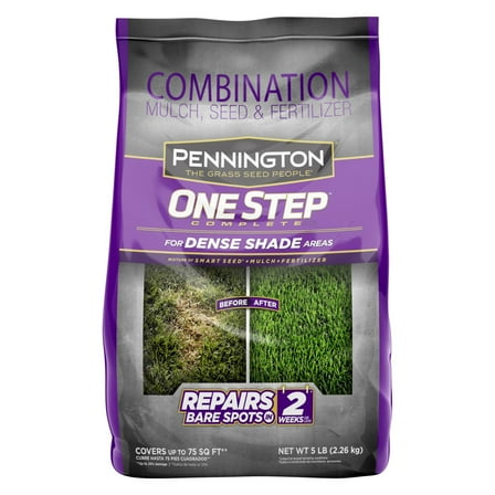 Pennington One Step Complete Dense Shade Patch & Repair Grass Seed Mix, Partial to Full Shade, 5 lb.