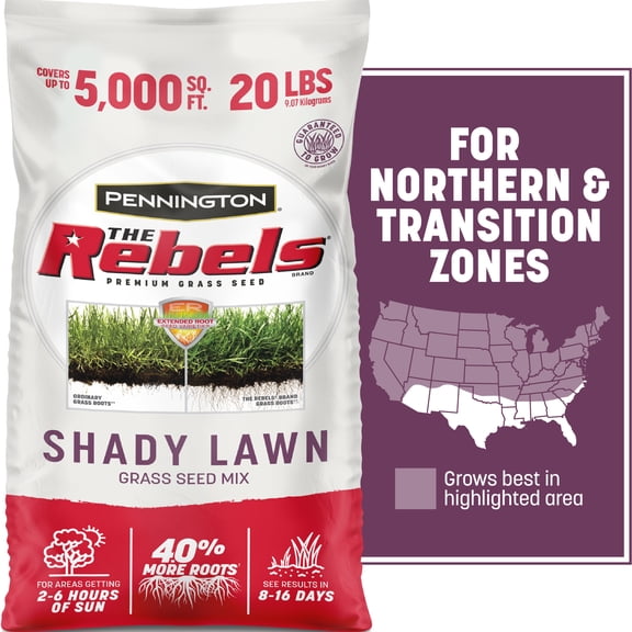 Pennington Rebels Shady Lawn Grass Seeds Mix for Moderate Shady Lawns, 20 lb.