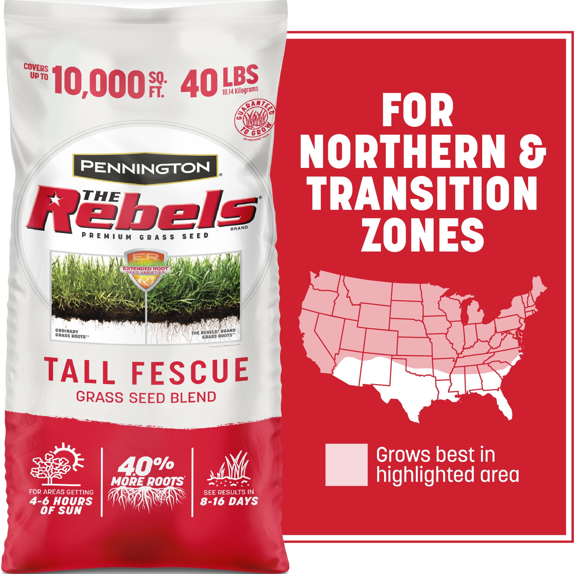 Pennington, Tall Fescue Grass Seeds, 40 lb, for Sun to Partial