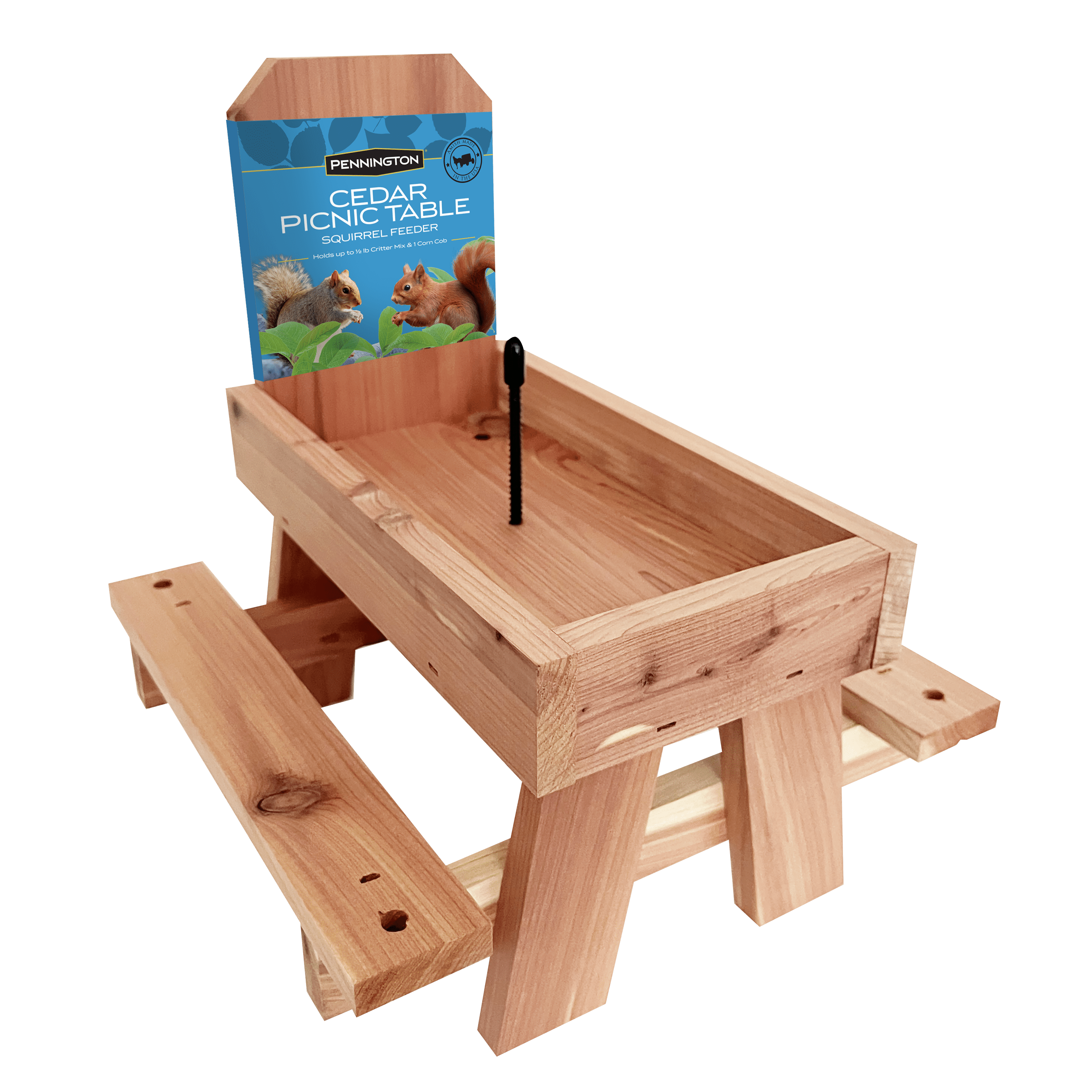 Pennington Red Cedar Picnic Table Squirrel Feeder Holds Corn Nuts And pennington-red-cedar-picnic-table-squirrel-feeder-holds-corn-nuts-and