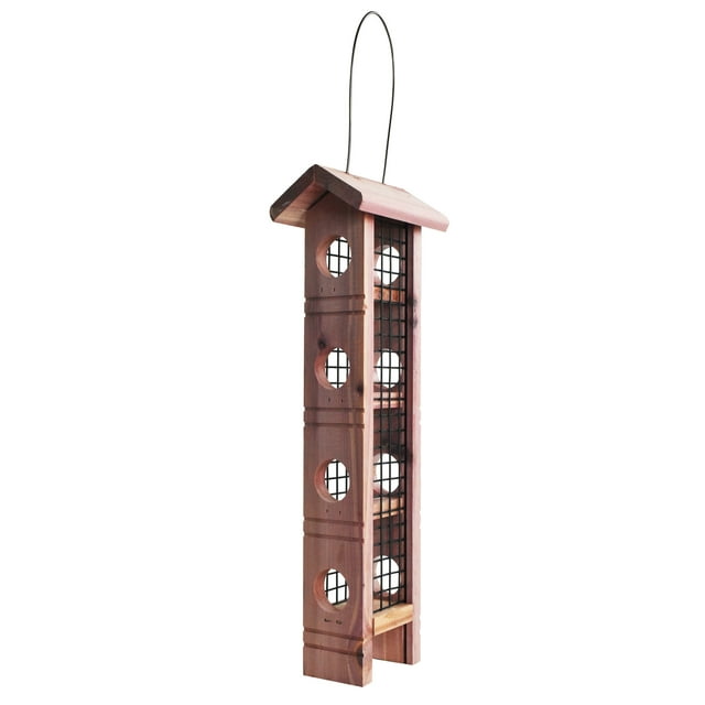 Pennington Red Cedar Wild Bird Suet Feeder, 4 Plug Capacity
