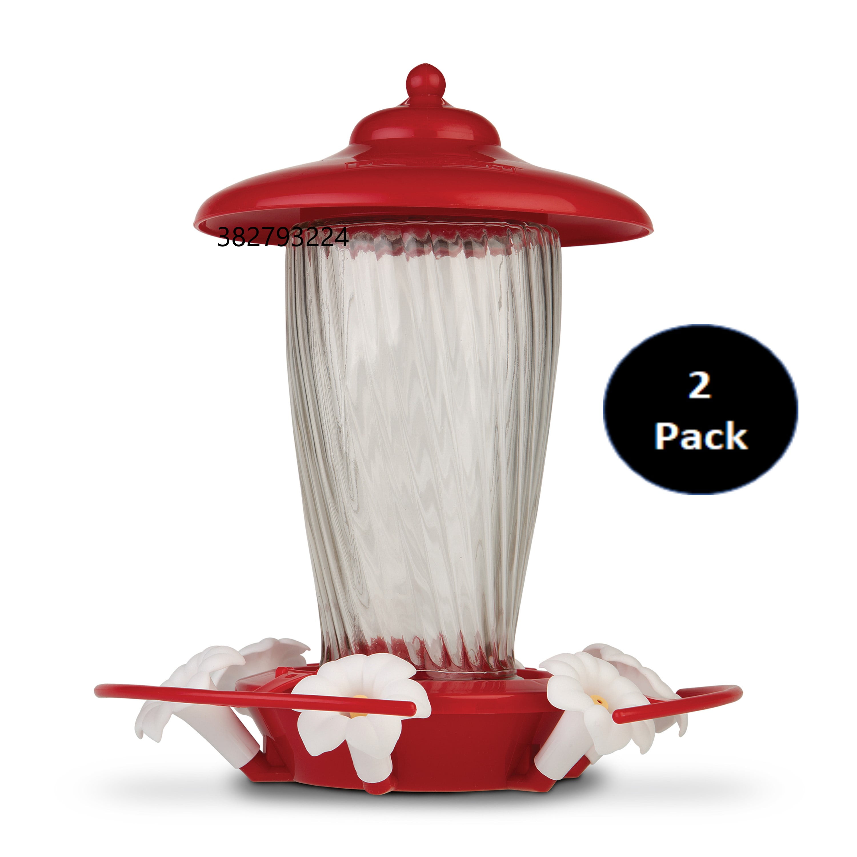 Pennington Red Glass Hummingbird Bird Feeder, 32 oz. Capacity, 2 Pack