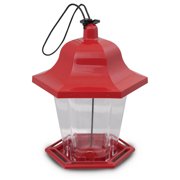Pennington Red Resin Songbird Lantern Wild Bird Hopper Feeder, 1 lb. Capacity, 4 Pack