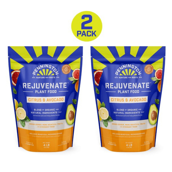 Pennington Rejuvenate Organic and Natural Citrus and Avocado Plant Food Fertilizer, Feeds up to 4 Months, 4 lb. (2 Pack)