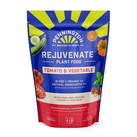Pennington Rejuvenate Organic and Natural Tomato and Vegetable Plant Food Fertilizer, Feeds up to 4 Months, 4 lb