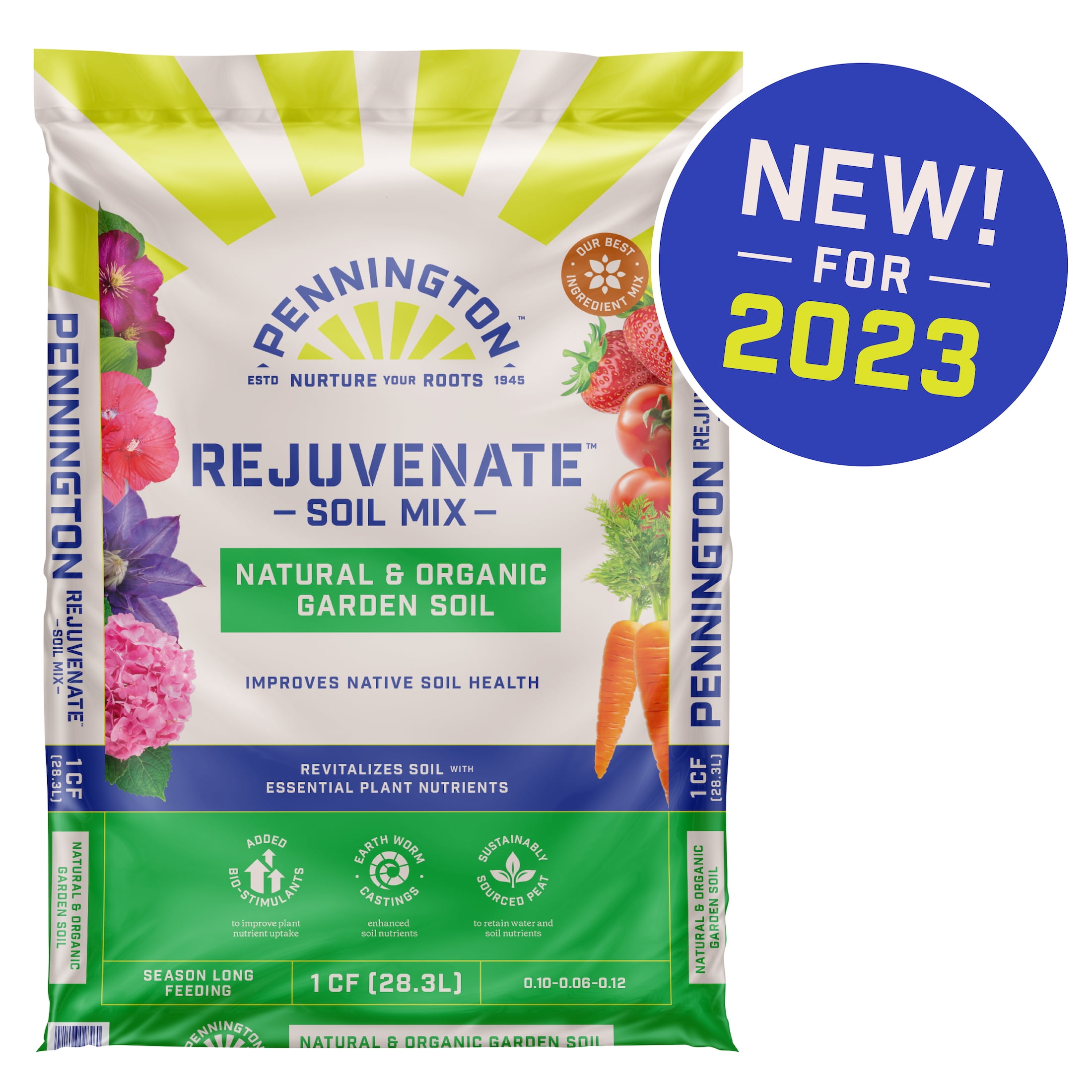 Pennington Rejuvenate Premium Natural and Organic Garden Soil, 1 cu ft