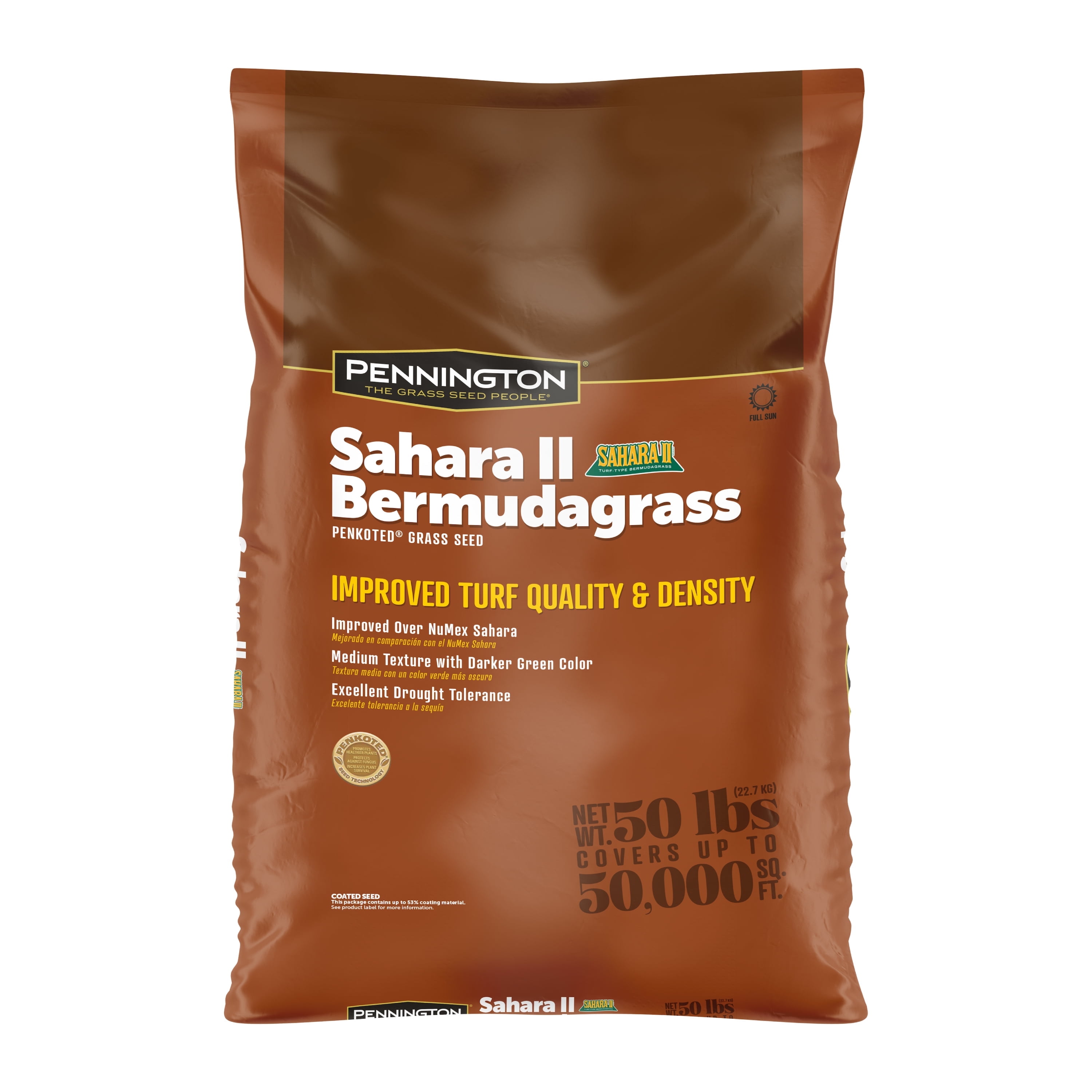 Pennington Sahara II Bermudagrass Penkoted Grass Seed 50 lb, Full Sun