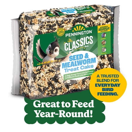 Pennington Seed & Mealworm Treat Cake, Wild Bird Feed, 1.4 lb., 1 Pack