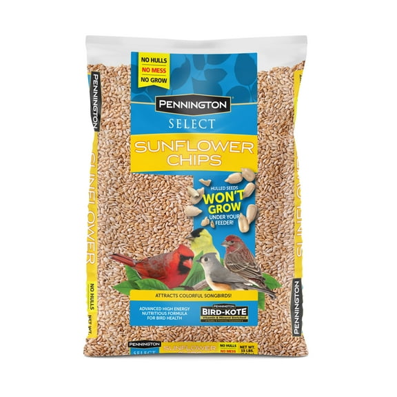 Pennington Recipe Selects Sunflower Chips, Dry Wild Bird Food and Seed, 15 lb. Bag, 1 Pack