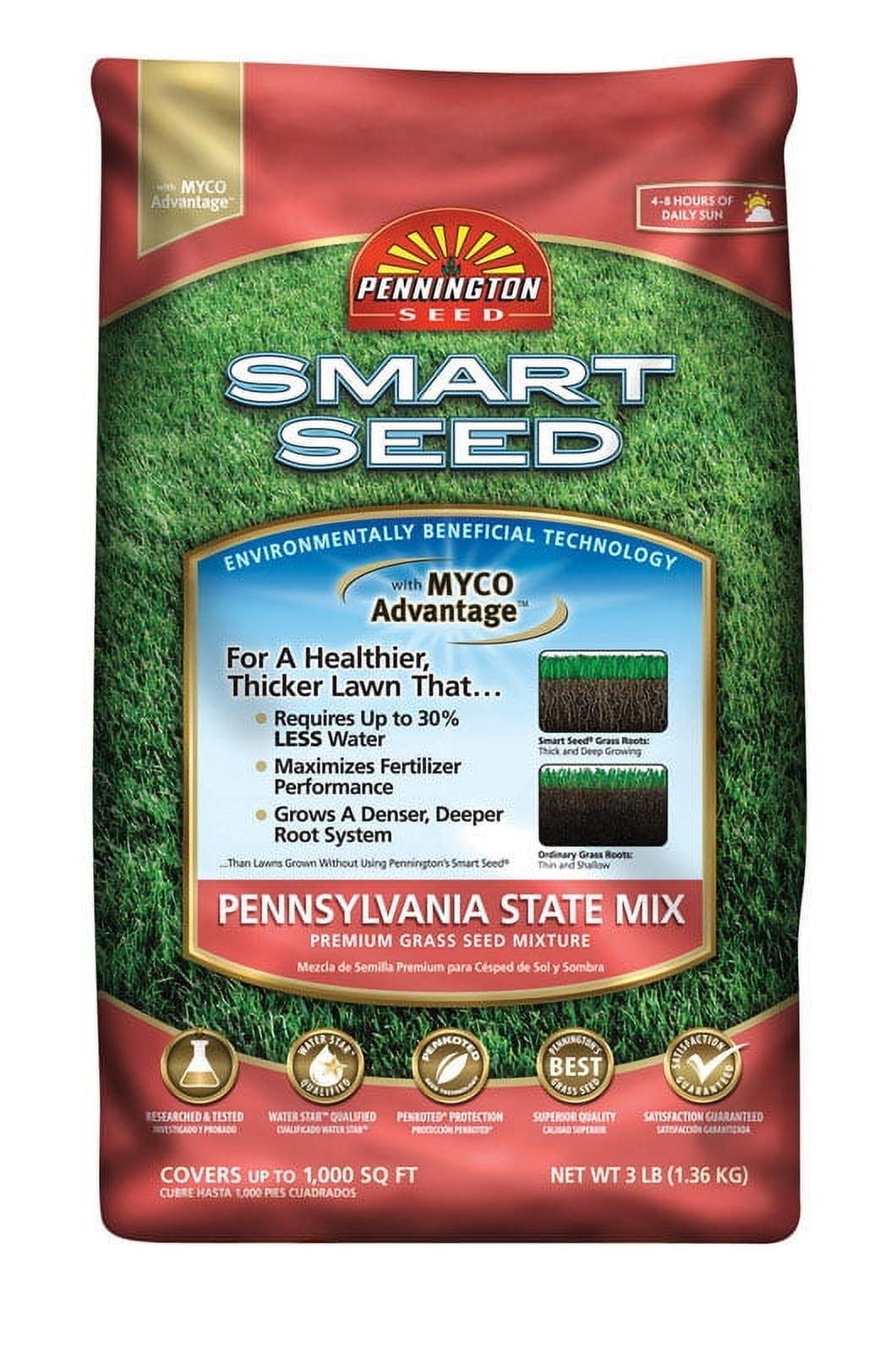 Pennington Smart Grass Seed Pennsylvania Mix  3 lb Bag, Partial Sun