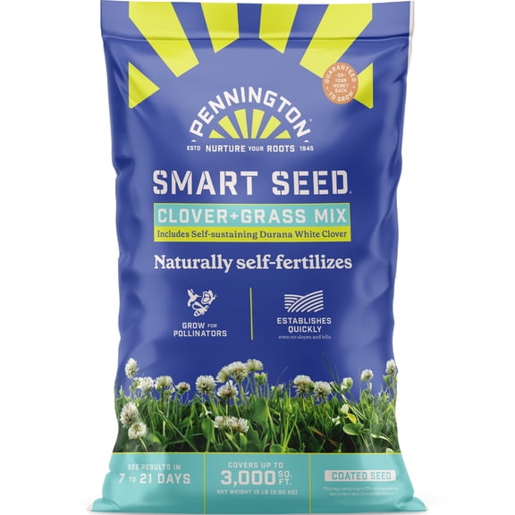 Pennington Smart Seed Clover & Grass Seed Mix for Sun to Partial Shade, 15 lb., 1 Pack, New